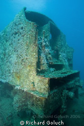 Railcar on deck of Thistlegorm. by Richard Goluch 